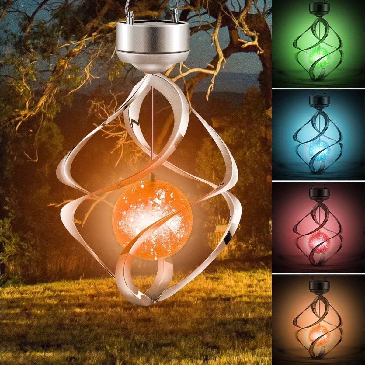 Solar Lights Outdoor Yard Decorations Wind Chimes Lights LED Colour Changing view 3