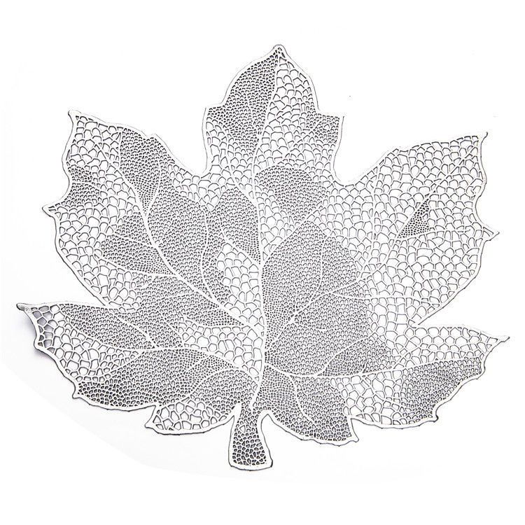 Placemats Set of 2, Vinyl Table Mats Hollowed-Out Leaf Place Mats Dinner Table view 2