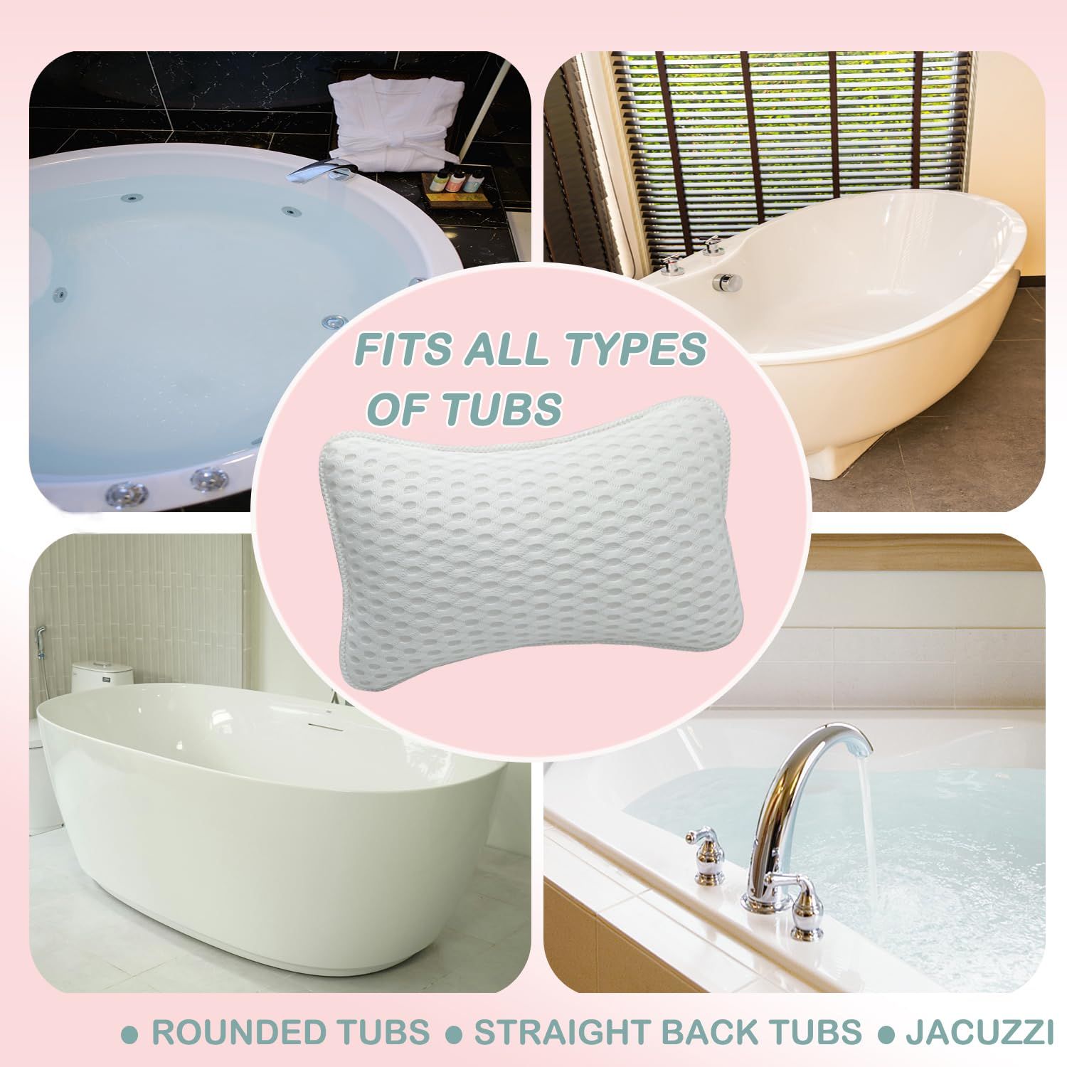 Bath Pillows for tub,Home Spa Pillows for Bathtub, Hot Tub,Head and Neck view 4