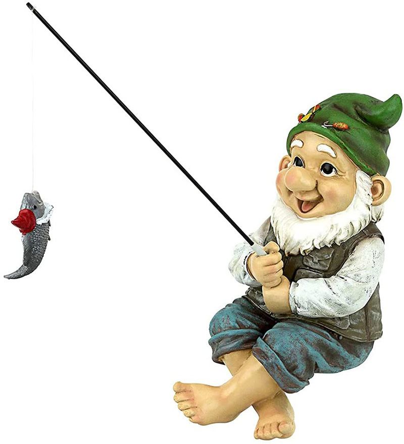 Gnome Garden Fishing Outdoor Garden Statue Crafts Fishing Statue Decoration