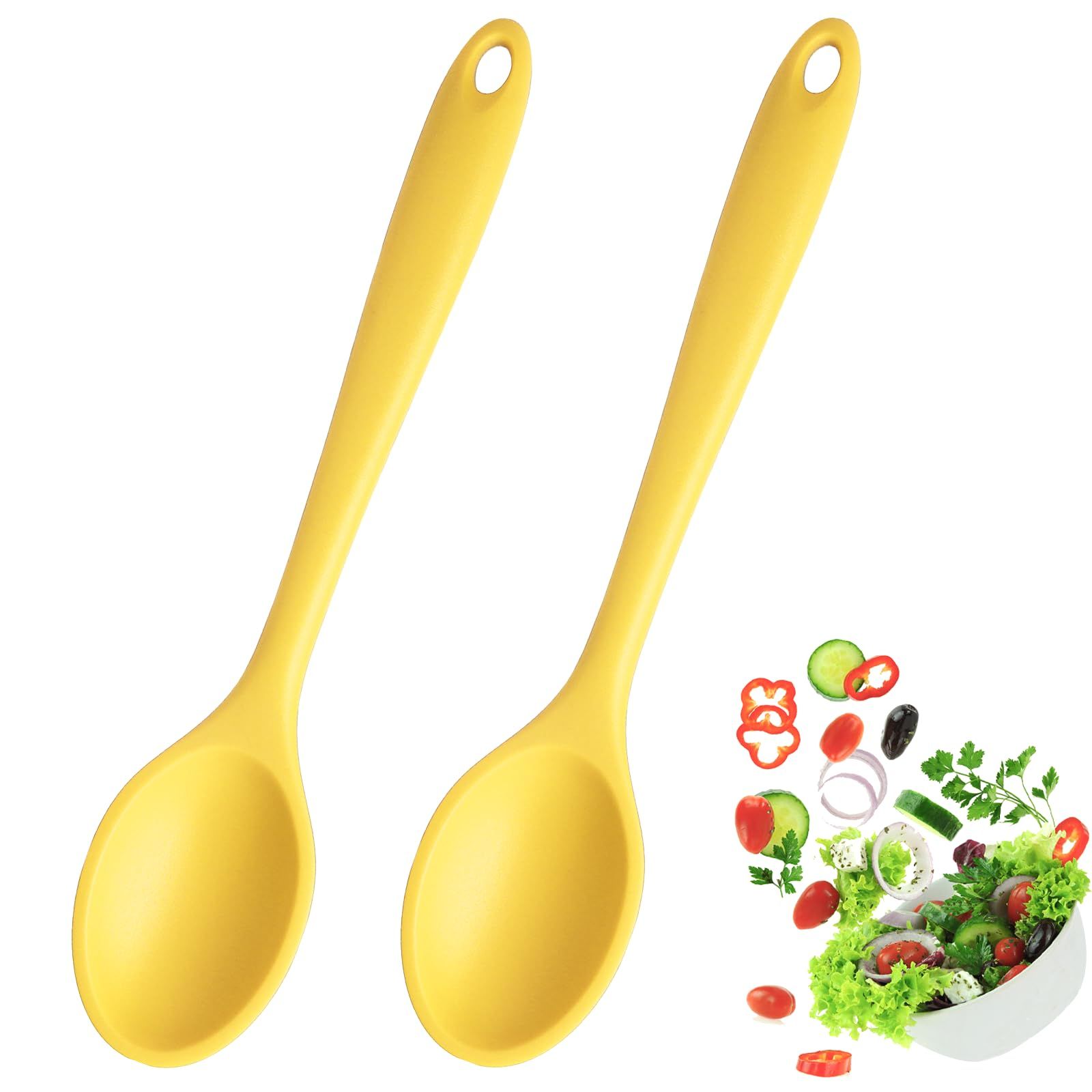 2 Pieces Small Multicolored Silicone Spoons Nonstick Kitchen Spoon Silicone view 3