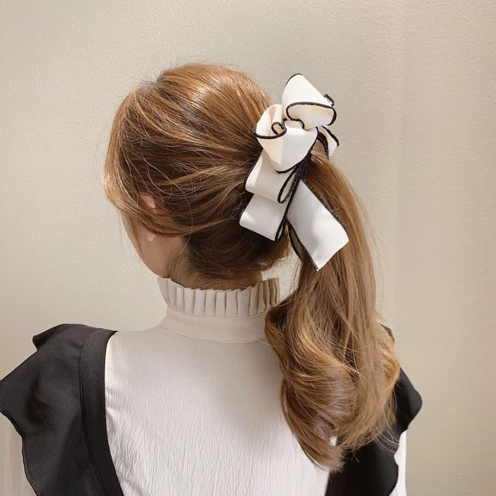 Hair Pins Ribbon Bow Banana Hair Clip Horsetail Clip Vertical Clip Women view 5