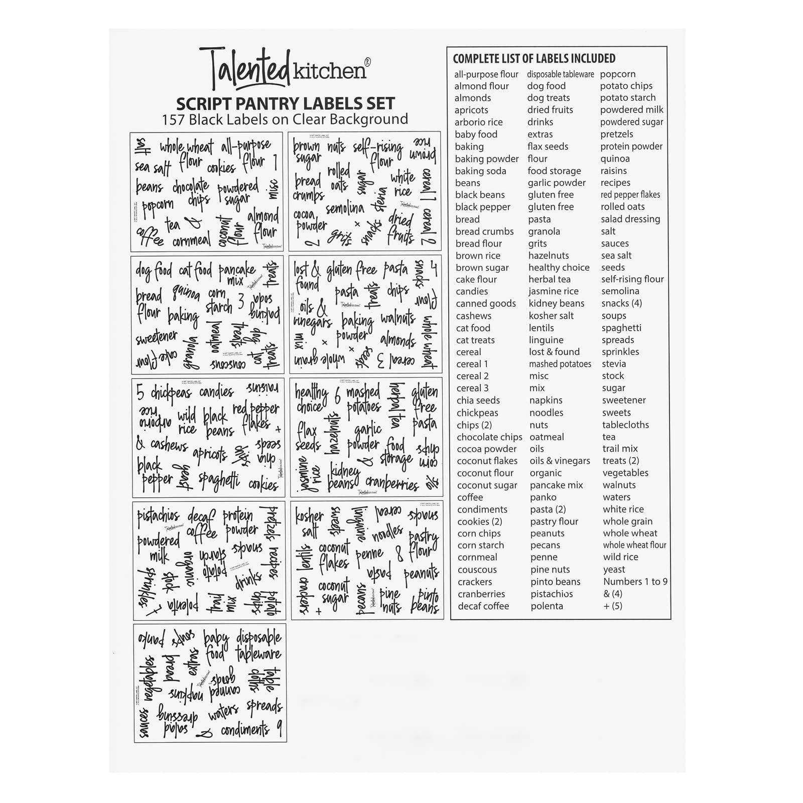 Talented Kitchen 157 Pantry Labels for Food Containers - Preprinted Black view 5