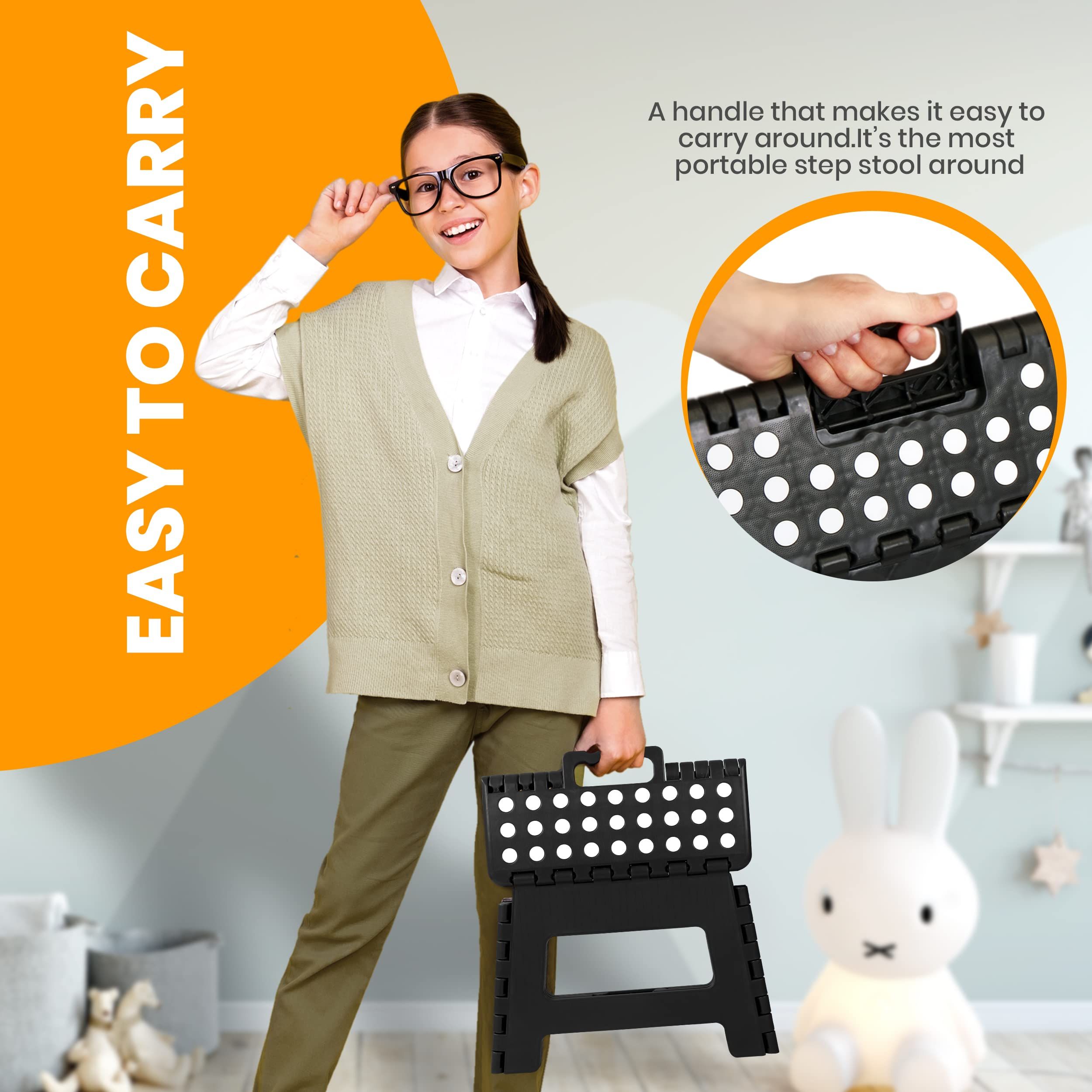 (Pack of 1) Foot Stool with 9 Inch Height - Holds Up to Lightwei ght Plastic view 4