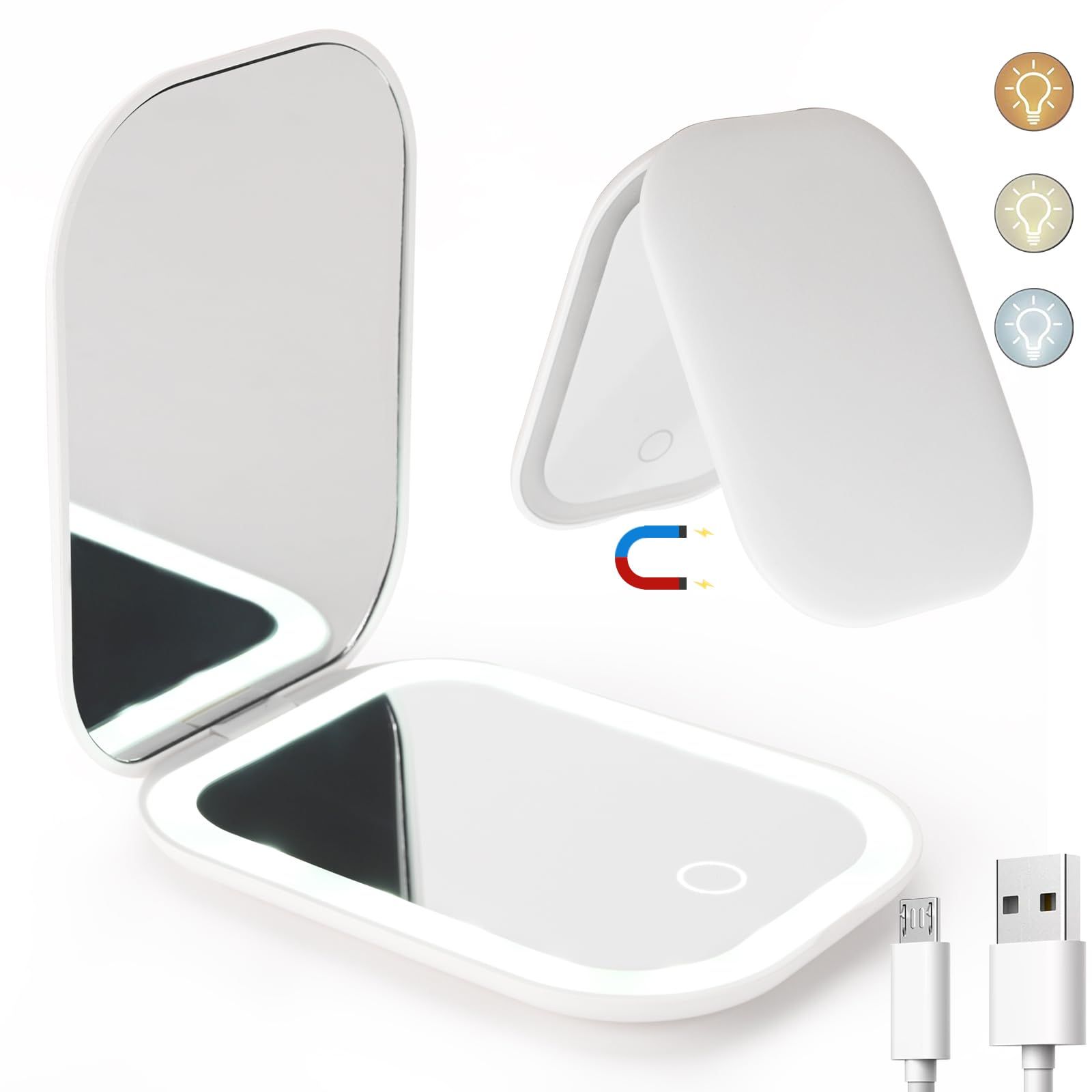 LED Compact Mirror with 3-Color Light — image 1