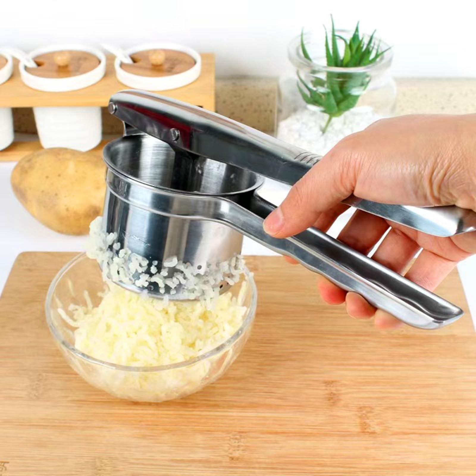Heavy Duty Stainless Steel Mashed Potato Masher with Ergonomic Handle view 2
