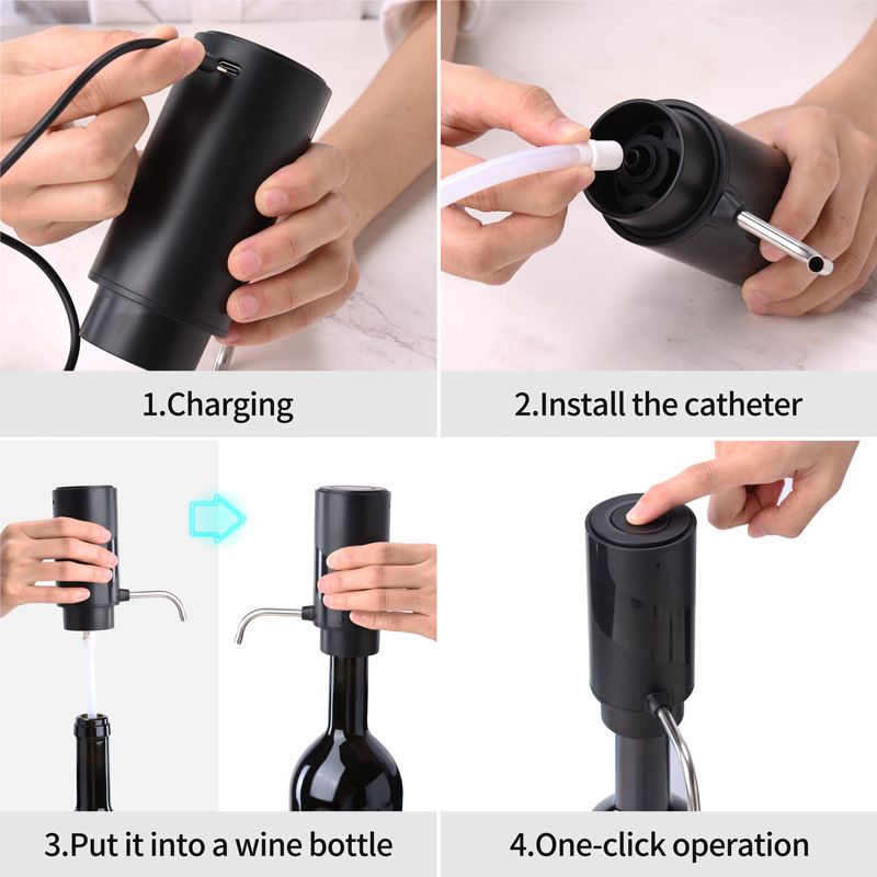 Electric Wine Bottle Opener Set Rechargeable Wine Set with Foil Cutter view 2