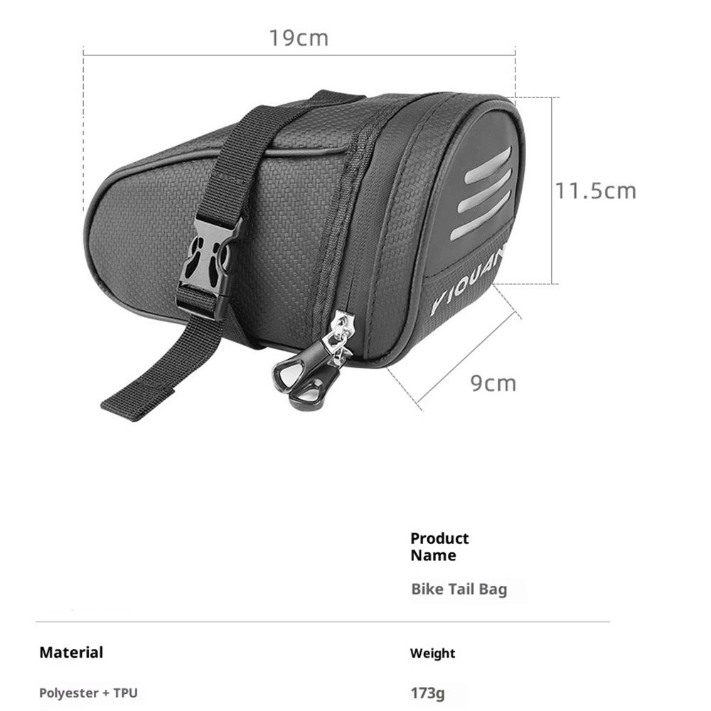 Bike Seat Bag, Water-resistant Bicycle Saddle Bag with Reflective Strap view 5