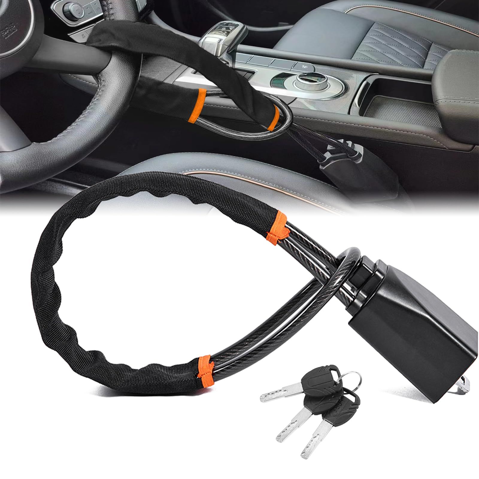 Car Steering Wheel Lock, Seat Belt Lock, Anti-Theft Device, Small and view 2