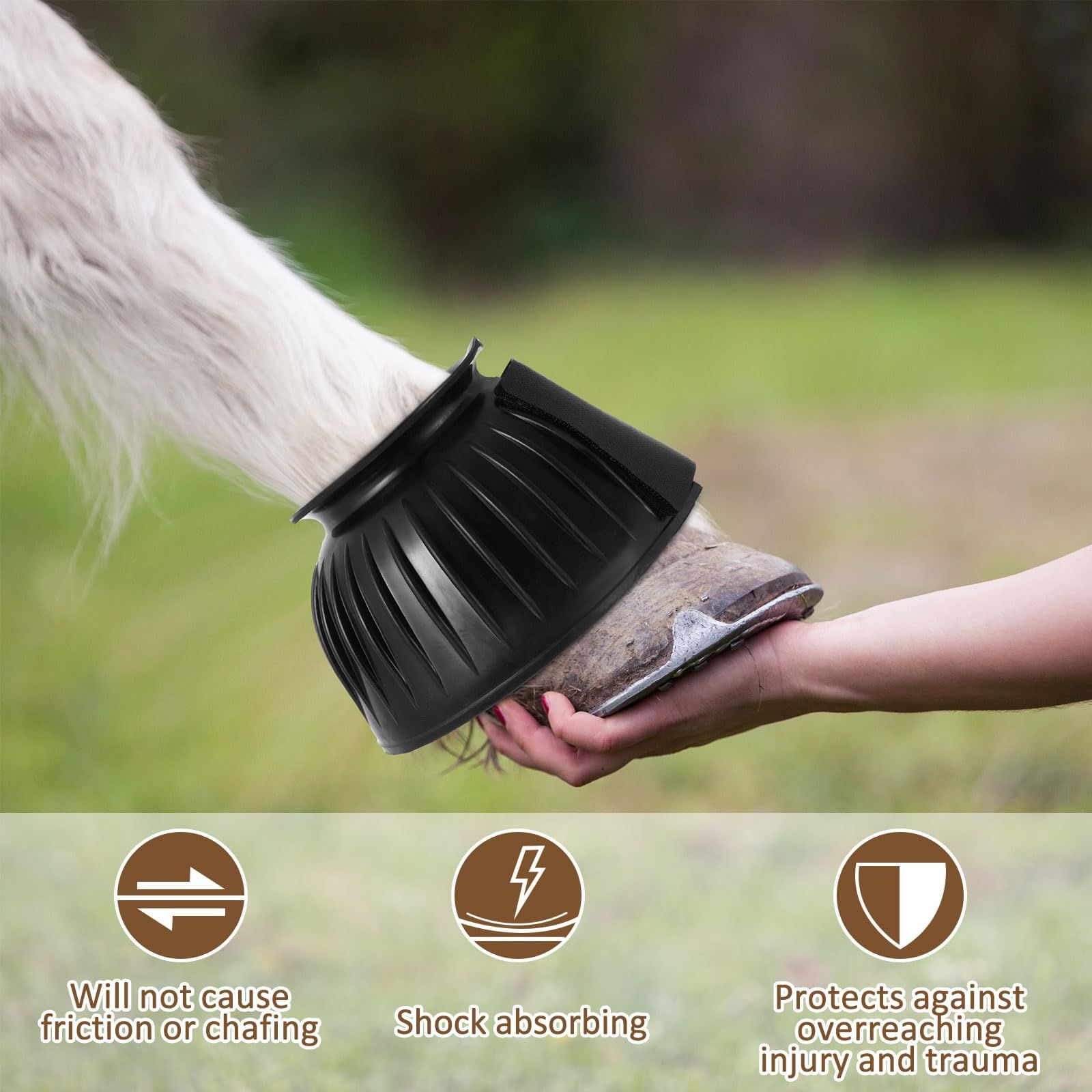 Bell Boots for Horses 1 Pair Protect Against Hoof Impact Trauma view 2