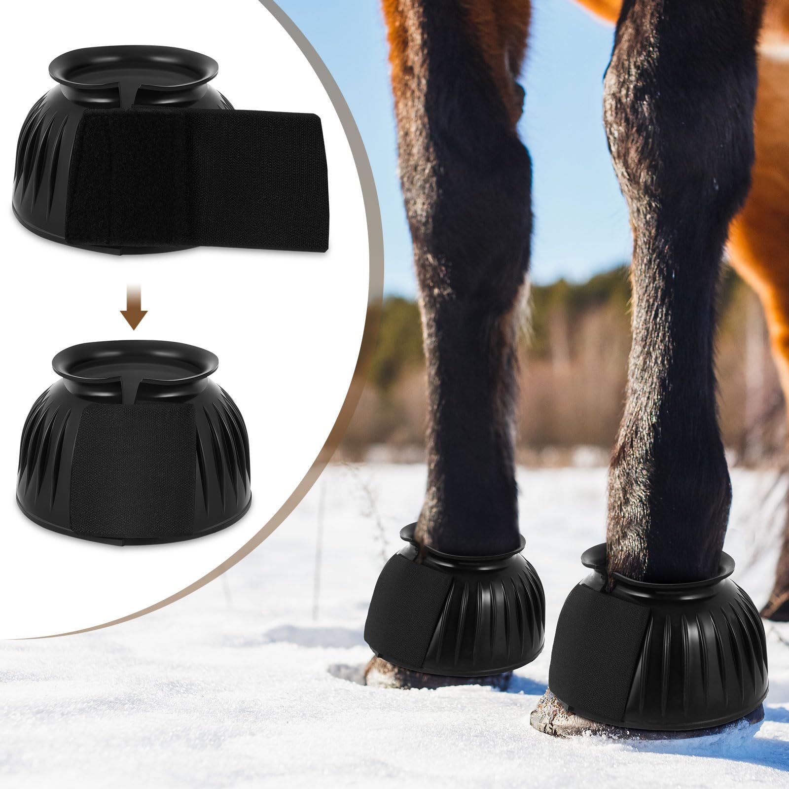 Bell Boots for Horses 1 Pair Protect Against Hoof Impact Trauma view 3