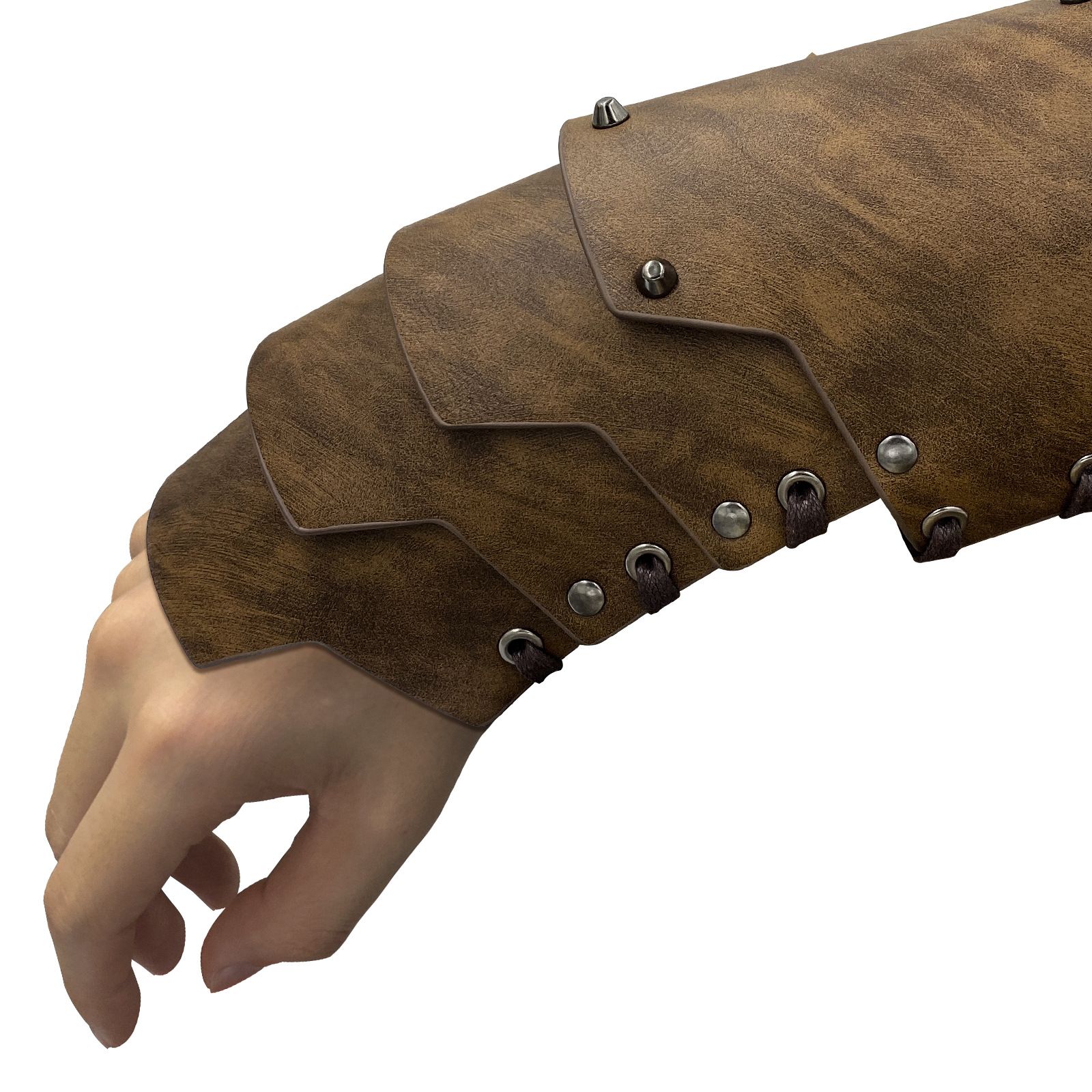 A pair Medieval Faux Leather 4 Layers Bracers Arm Armor view 2