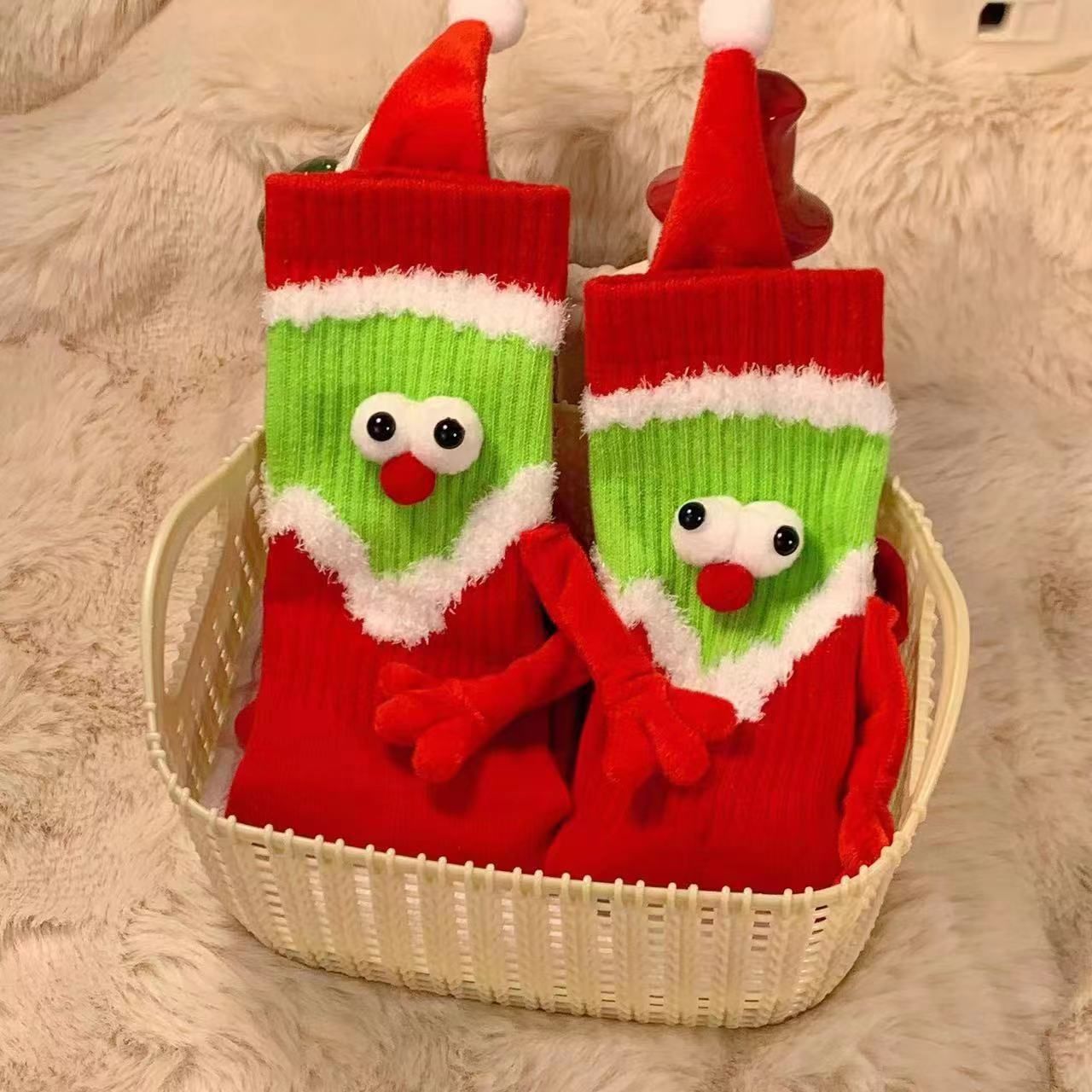 4 pack Family Matching Christmas Socks Funny Xmas Magnetic Mid-Tube Socks view 2