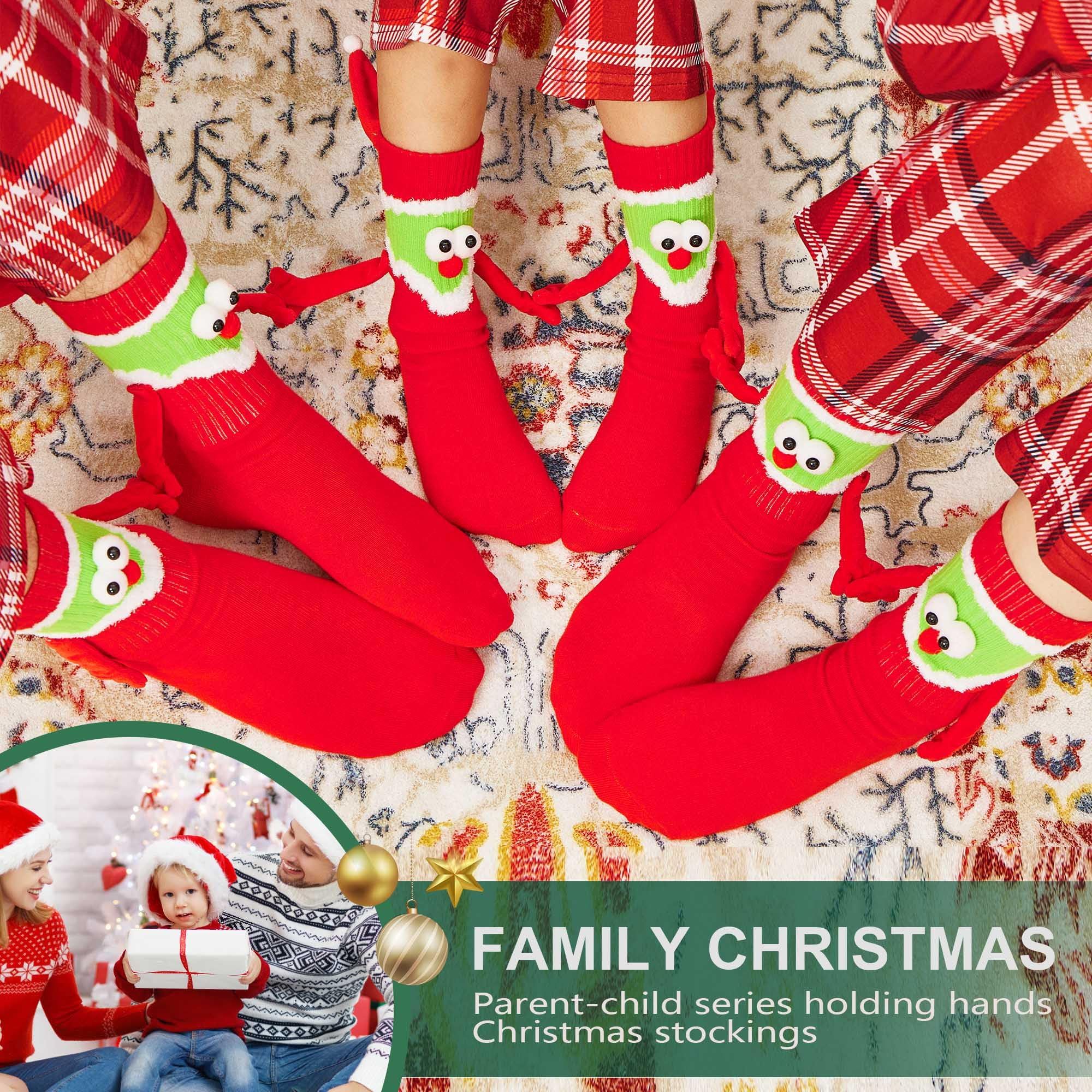 4 pack Family Matching Christmas Socks Funny Xmas Magnetic Mid-Tube Socks view 5