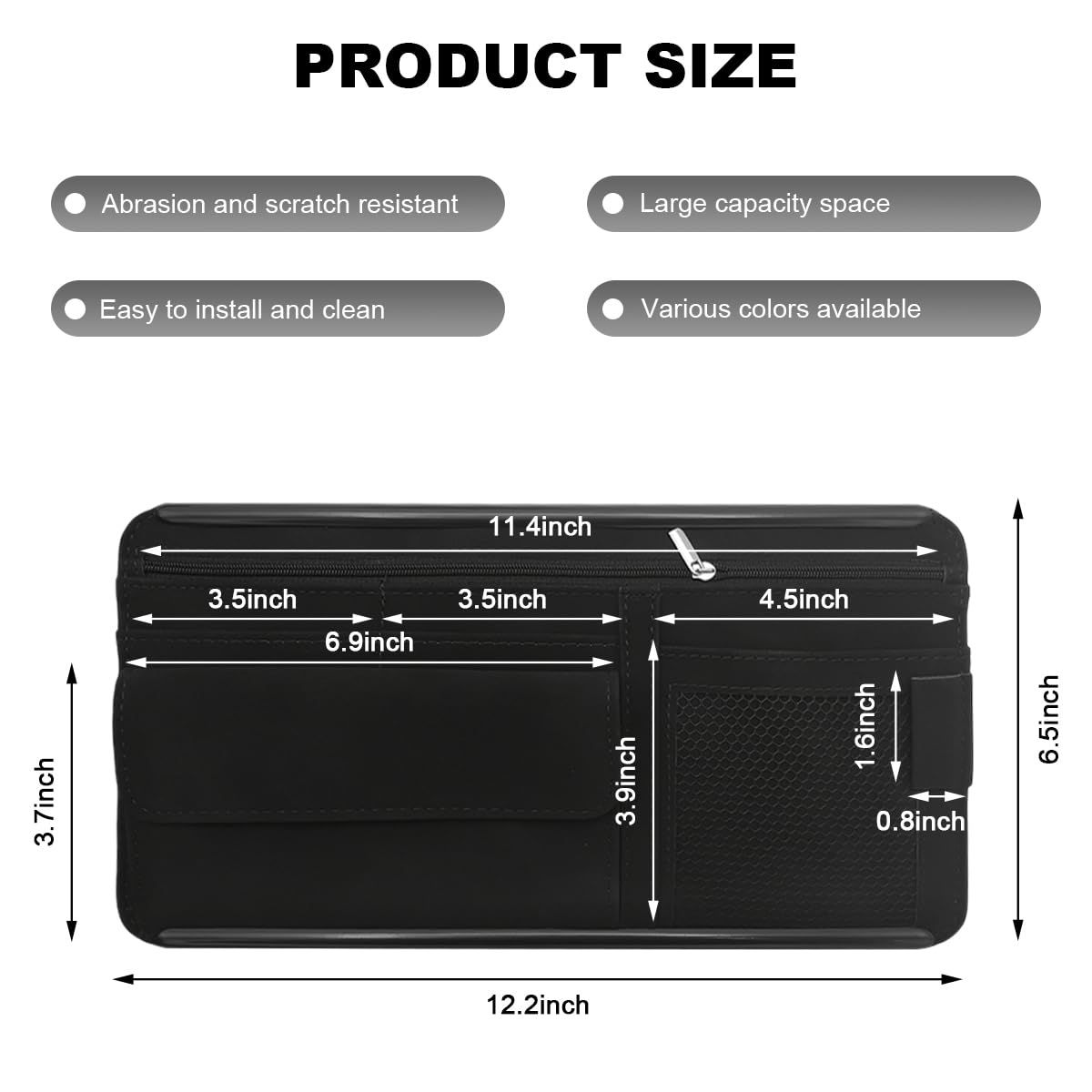 Car Sun Visor Organizer, Soft Leather Surface Eyeglasses Note Card Holder Car view 5