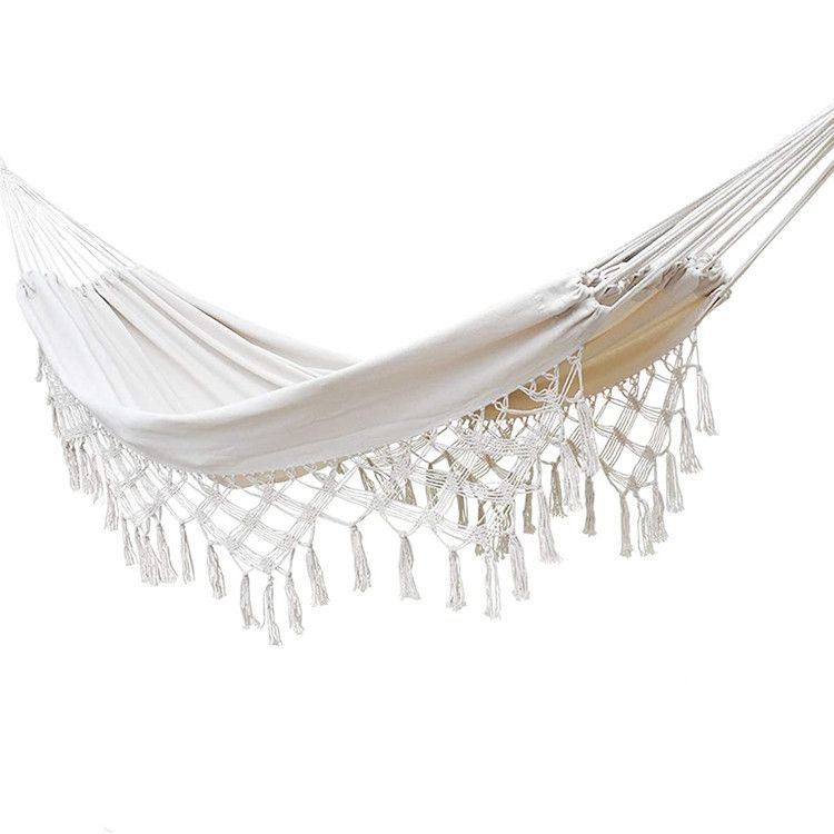 Handmade Boho Large Macrame Fringe 2 Person Double Deluxe Hammock Swing Net