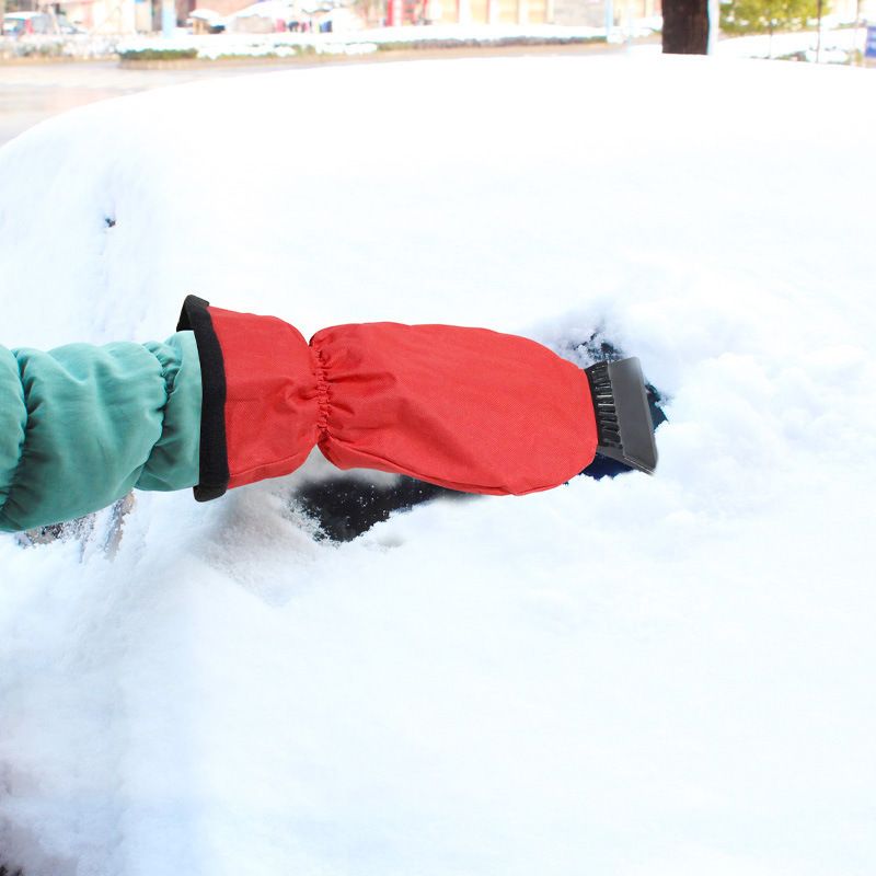 Waterproof Ice Scraper Mitten Snow Remover Glove with Lined of Thick Fleece view 4