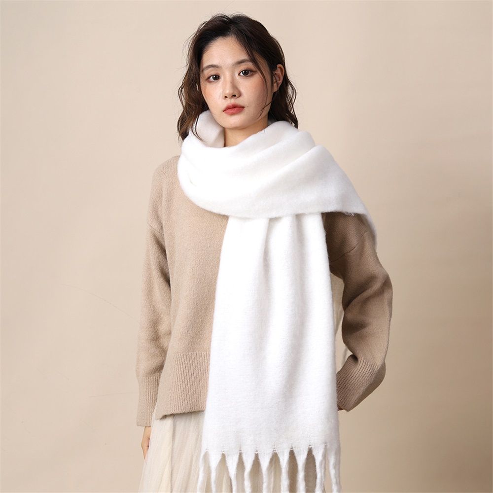 Women's Mohair Winter Scarf Pure Color view 2