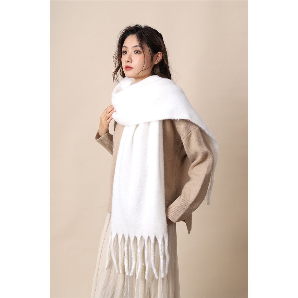 Women's Mohair Winter Scarf Pure Color view 3