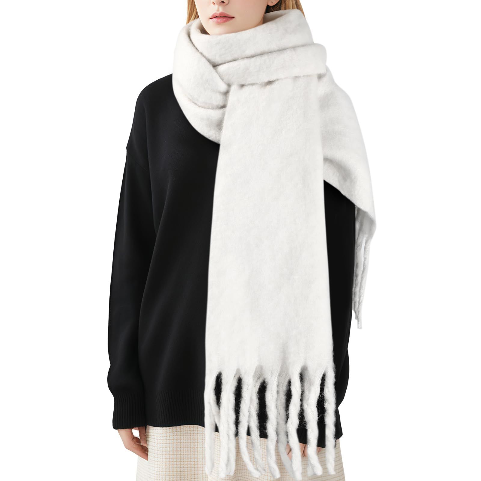 Women's Mohair Winter Scarf Pure Color view 5