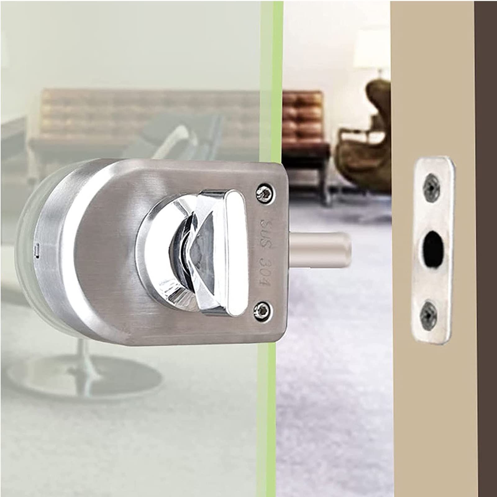 Fits on Glass door lock Stainless Steel Glass Door Lock Floor Latch Lock Bolt view 4