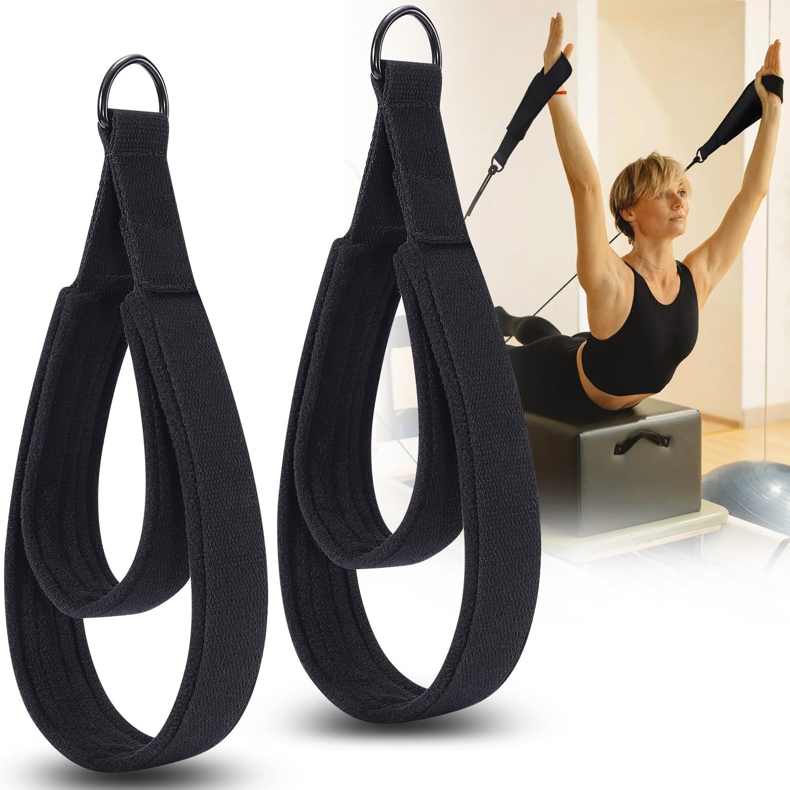 2 Pcs Pilates Straps - Double Loop Ring Straps for Reformer view 2