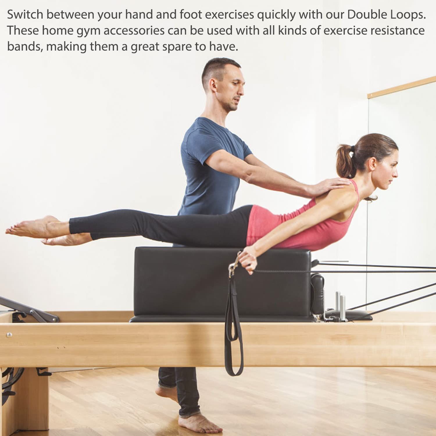 2 Pcs Pilates Straps - Double Loop Ring Straps for Reformer view 4