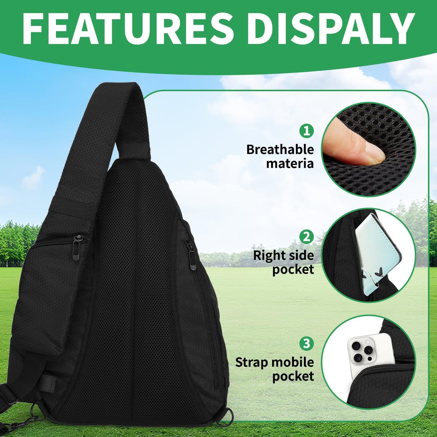 Disc Golf Bag with Retriever Holder and Storage Pockets view 2