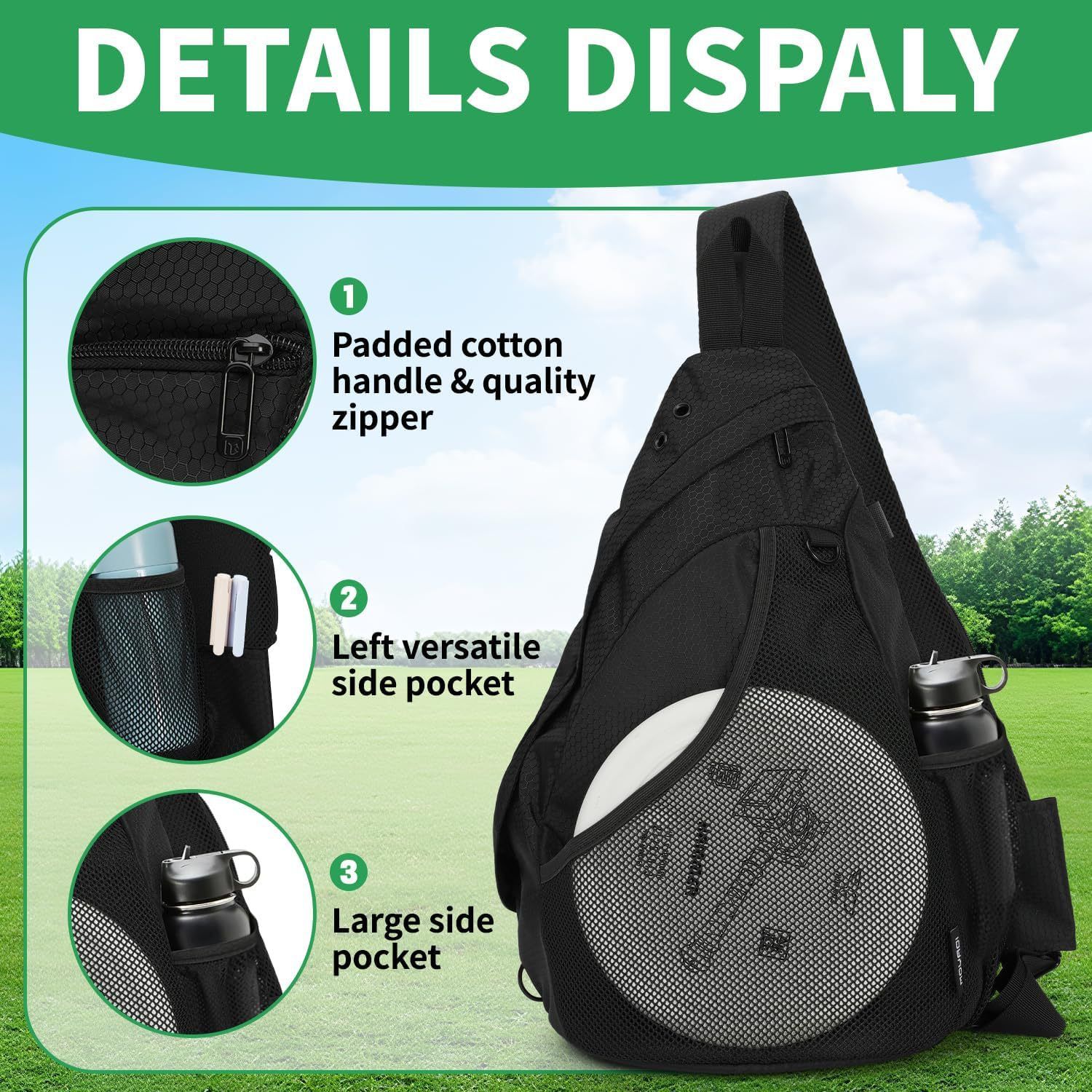 Disc Golf Bag with Retriever Holder and Storage Pockets view 3