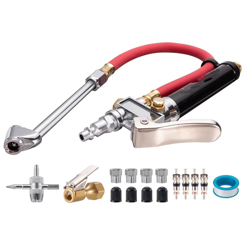 10-120 PSI Heavy Duty Tire Pressure Gauge with Inflator Air Chuck with — image 1