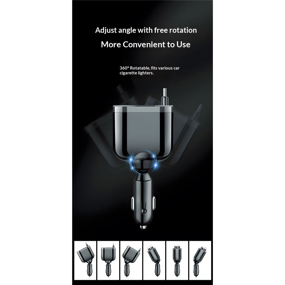 Retractable Car Charger,Car Phone Charger with Cables Fast Charging, USB C Car view 5