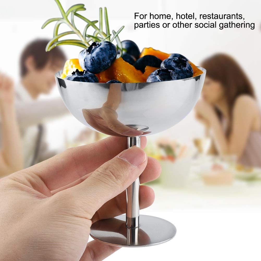 Ice Cream Cup, 4Pcs Stainless Steel Serving Dessert Bowls Cups Sauce Bowls view 5