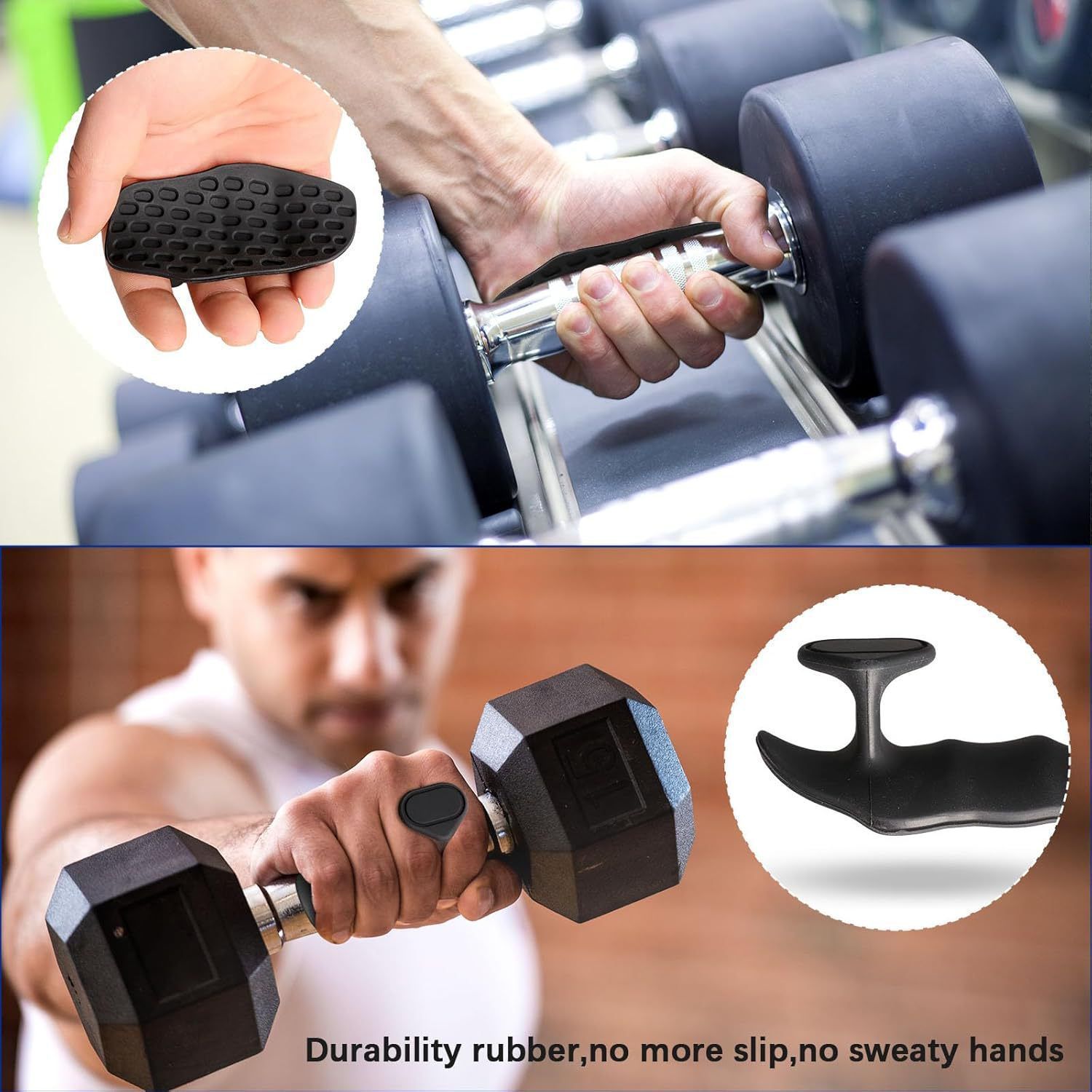 Anti-Slip Workout Grips - Ergonomic Rubber Hand Protector Gloves for Weight view 4