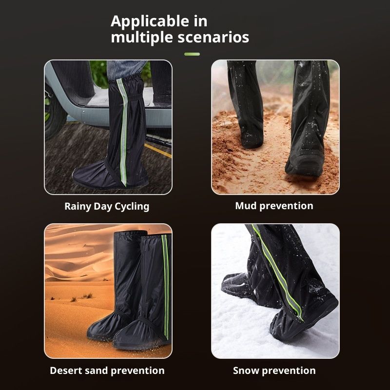 Rain Snow Waterproof Shoe Covers Motorcycle Boots Women Men Black view 4
