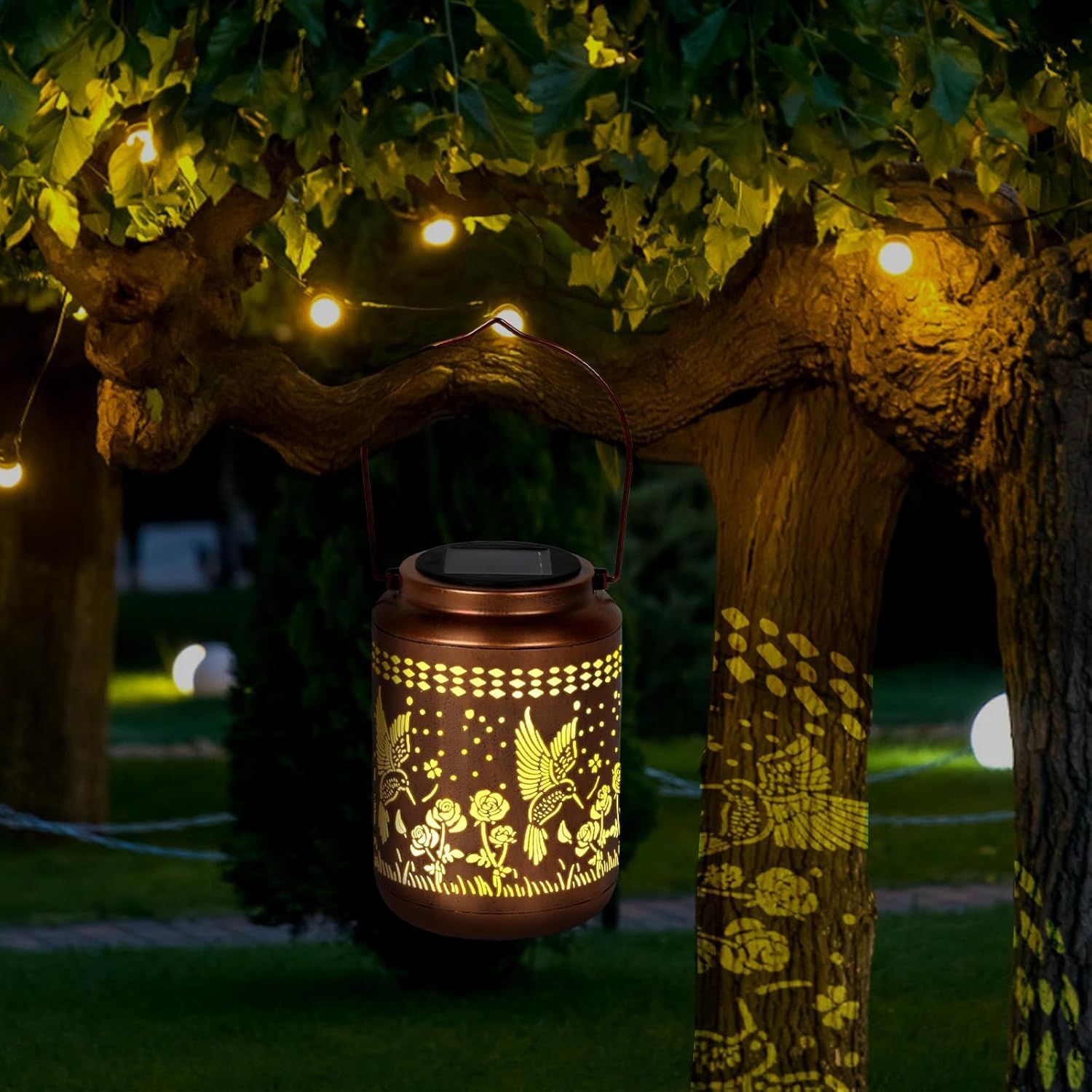Solar Lanterns Outdoor Waterproof Hummingbird Garden Decor Gifts for Women Mom view 4