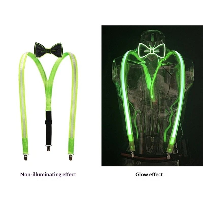 2 Pcs/Set, Light Up Men's LED Suspenders And Bow Tie, Perfect for Music view 5