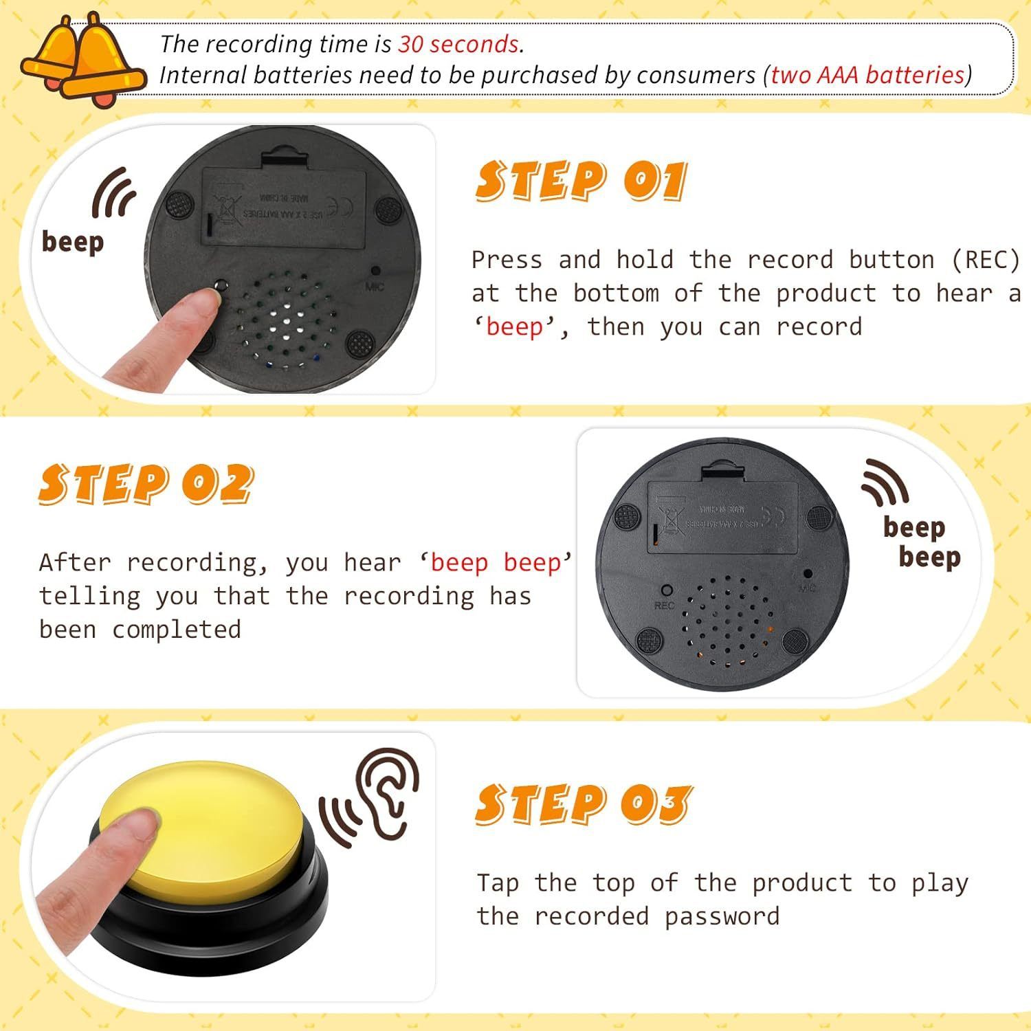 Dog Buttons Talk, Recordable Dog Clicker for Training, Dog Buttons for view 3