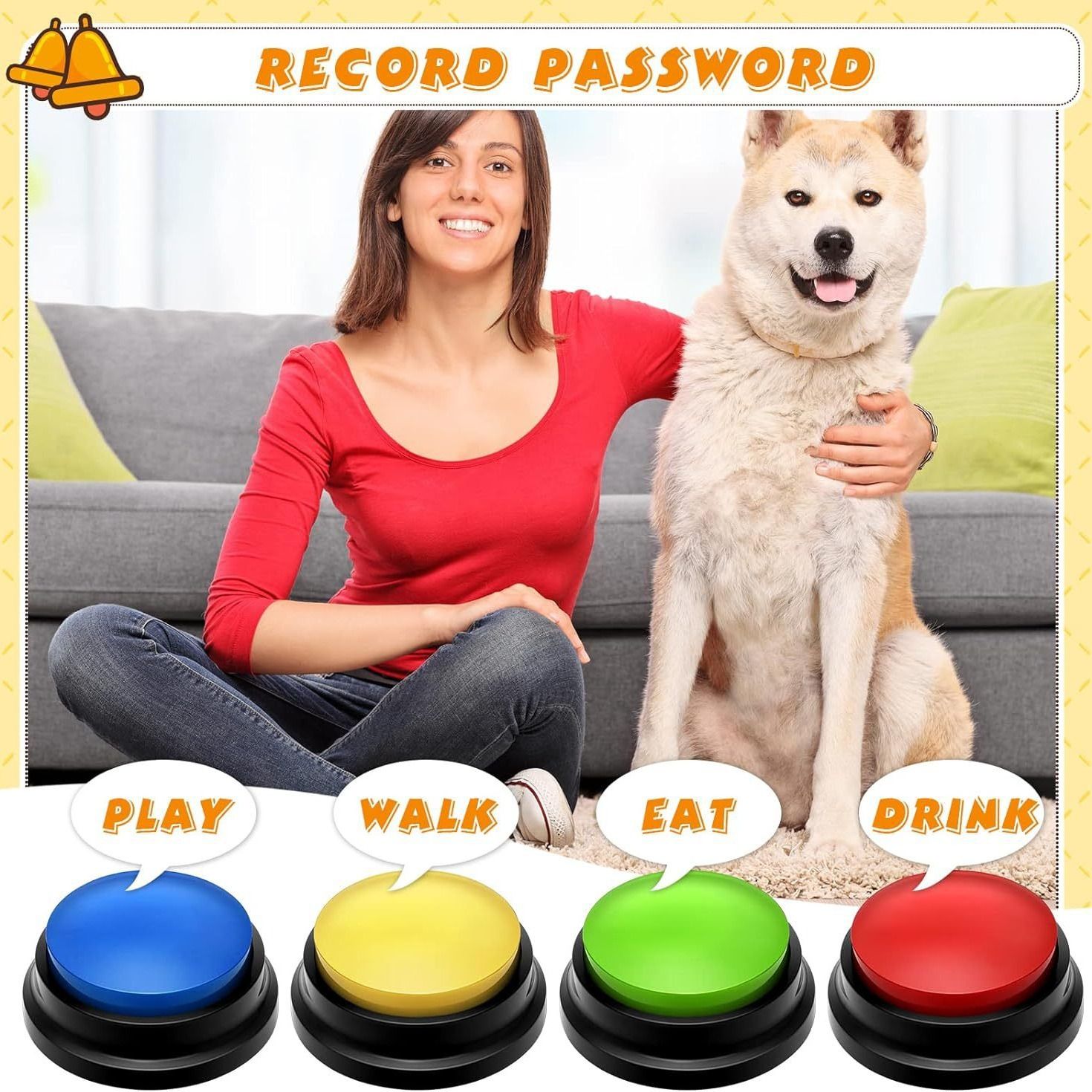 Dog Buttons Talk, Recordable Dog Clicker for Training, Dog Buttons for view 4