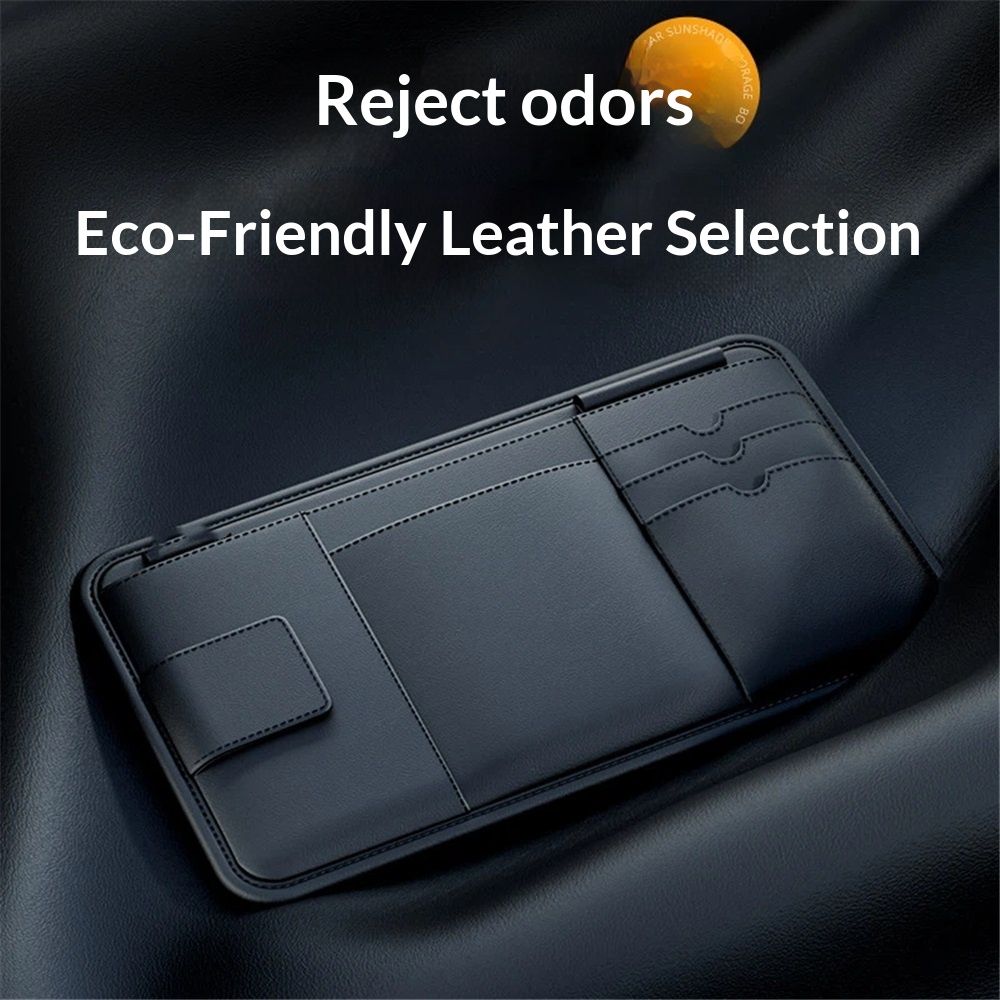 Car Visor Organizer, Premium Leather Sunglasses & Card Holder for Cars view 3