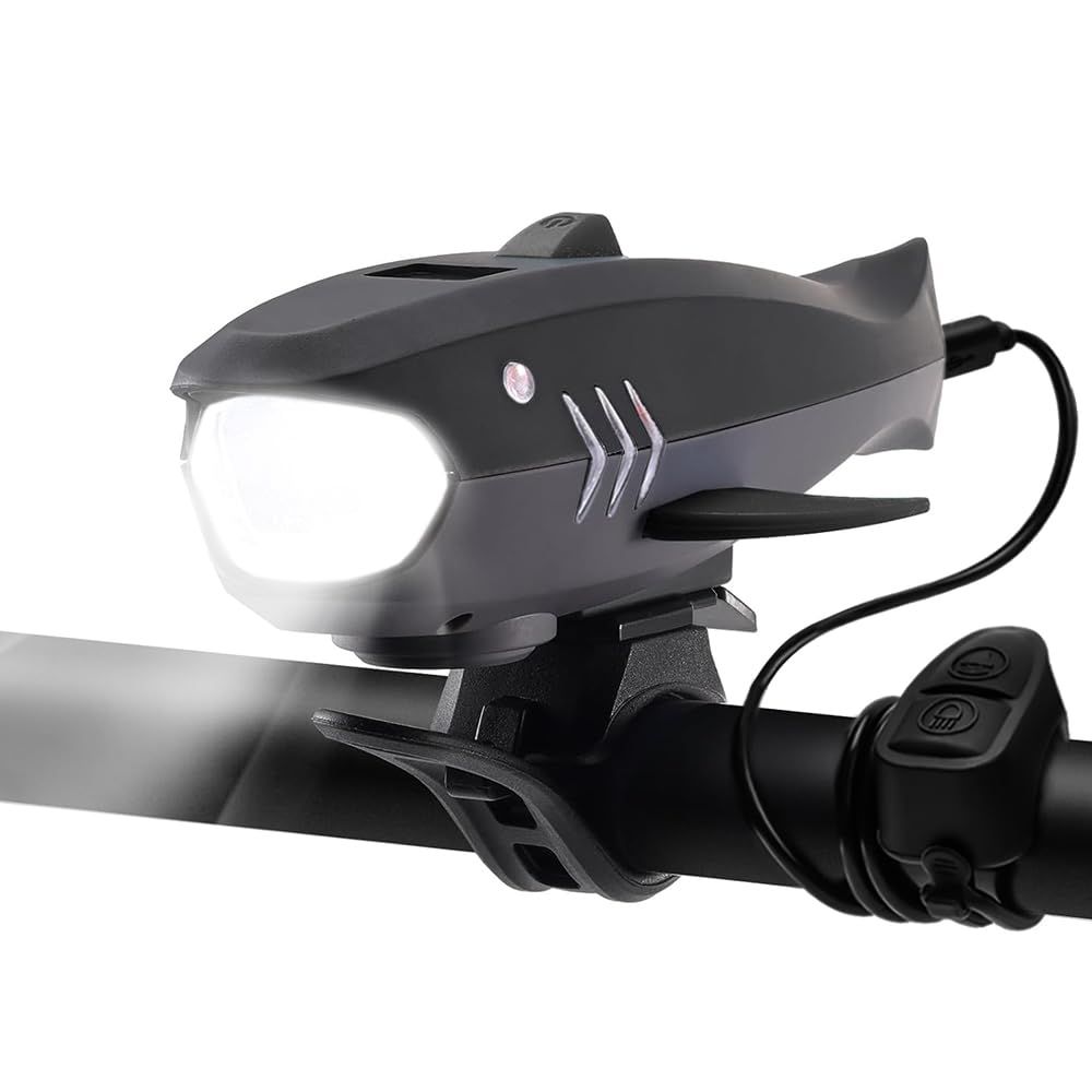 Bike Horn with Light,120dB Electric Bicycle Bell & Rechargeable Headlight — image 1