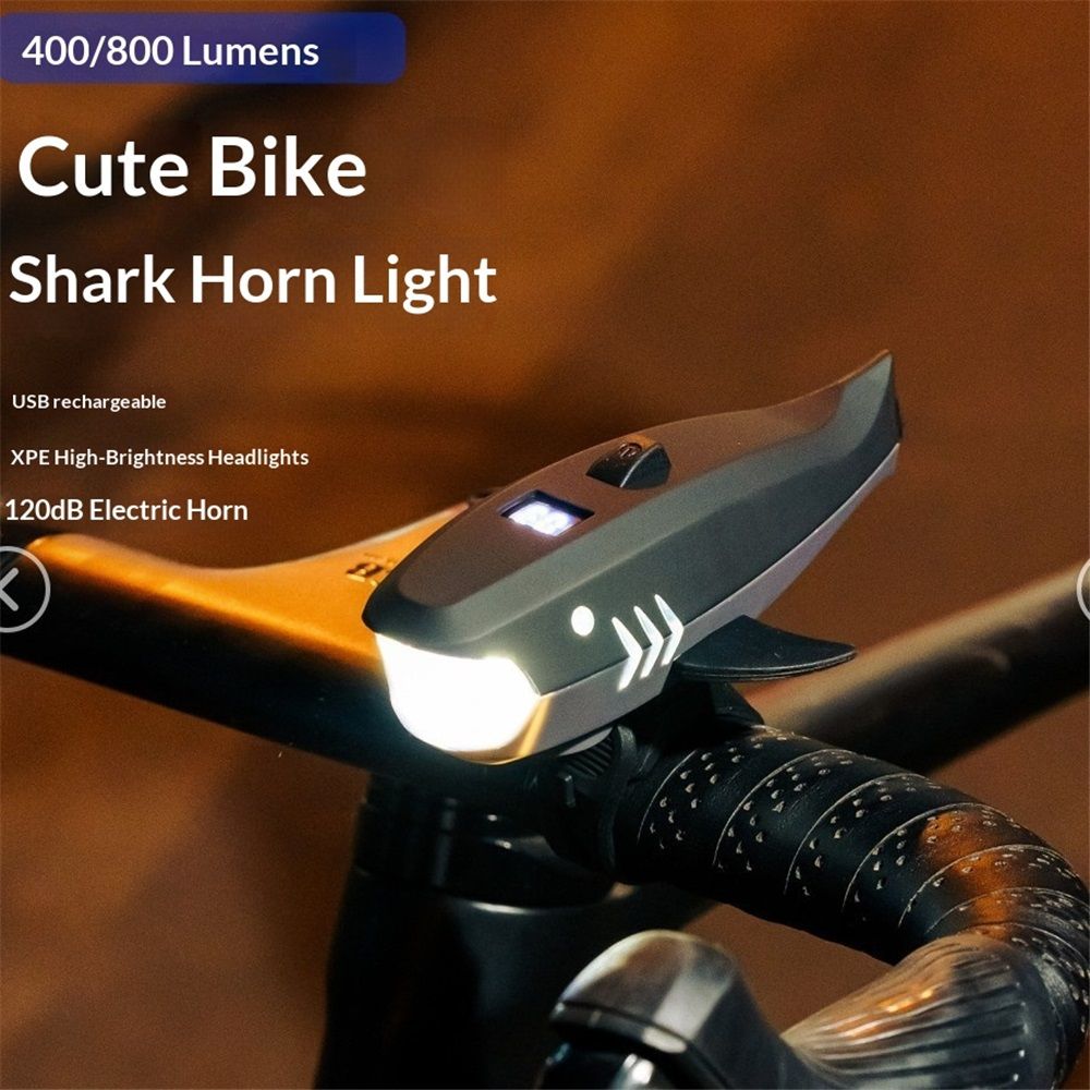 Bike Horn with Light,120dB Electric Bicycle Bell & Rechargeable Headlight view 3