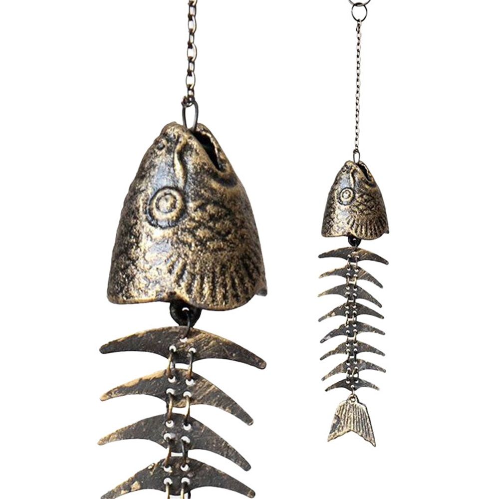 Fish Windchime,Fish Skeleton Windchime,Fish Bone Cast Iron Wind Chimes Vintage — image 1