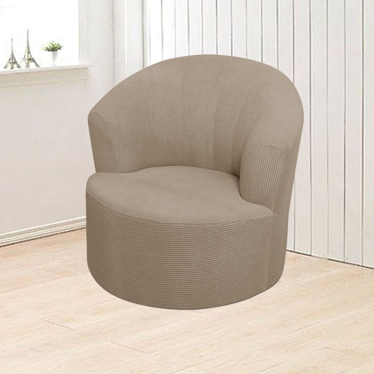 Jacquard Swivel Barrel Chair Cover view 2