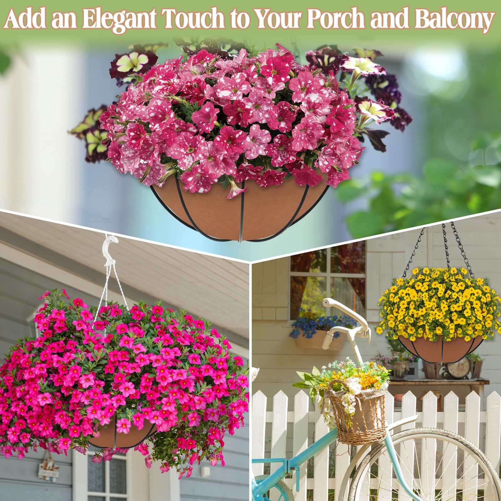 3PCS 12 Inch Round Hanging Basket Liners Fabric Hanging Plant Liners Non-Woven view 4