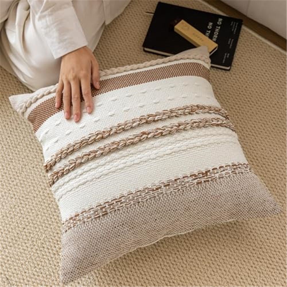 Set of 2 Neutral Decorative Throw Pillow Cover 18x18 Inch for Couch Bed Sofa view 3