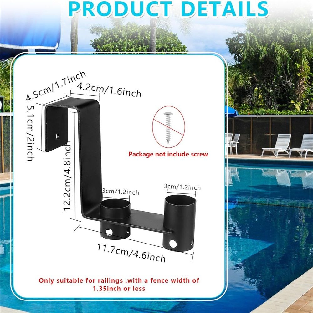 2 Pcs Pool Fence Hooks, Pool Tool Organizer, for Hanging Pool Cleaning view 3