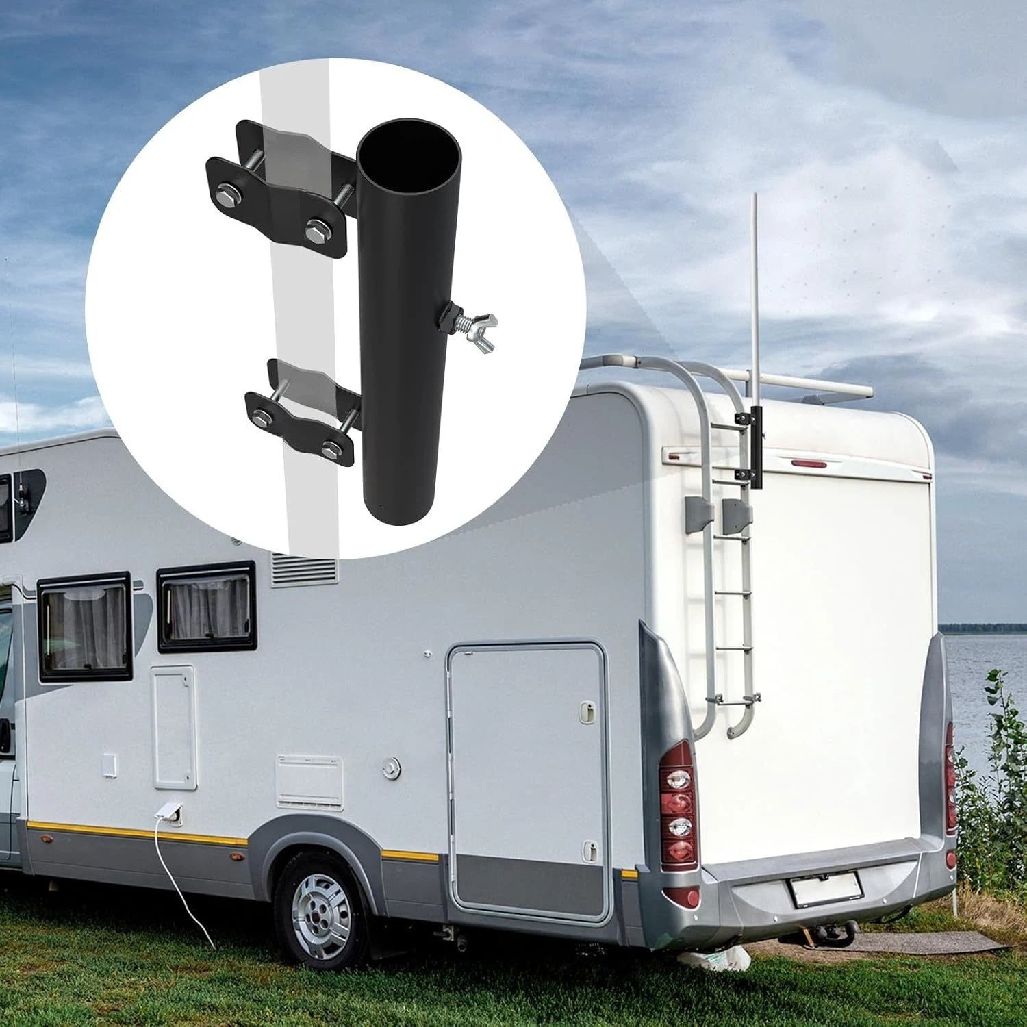 RV Ladder Mounted Flagpole Holder view 4