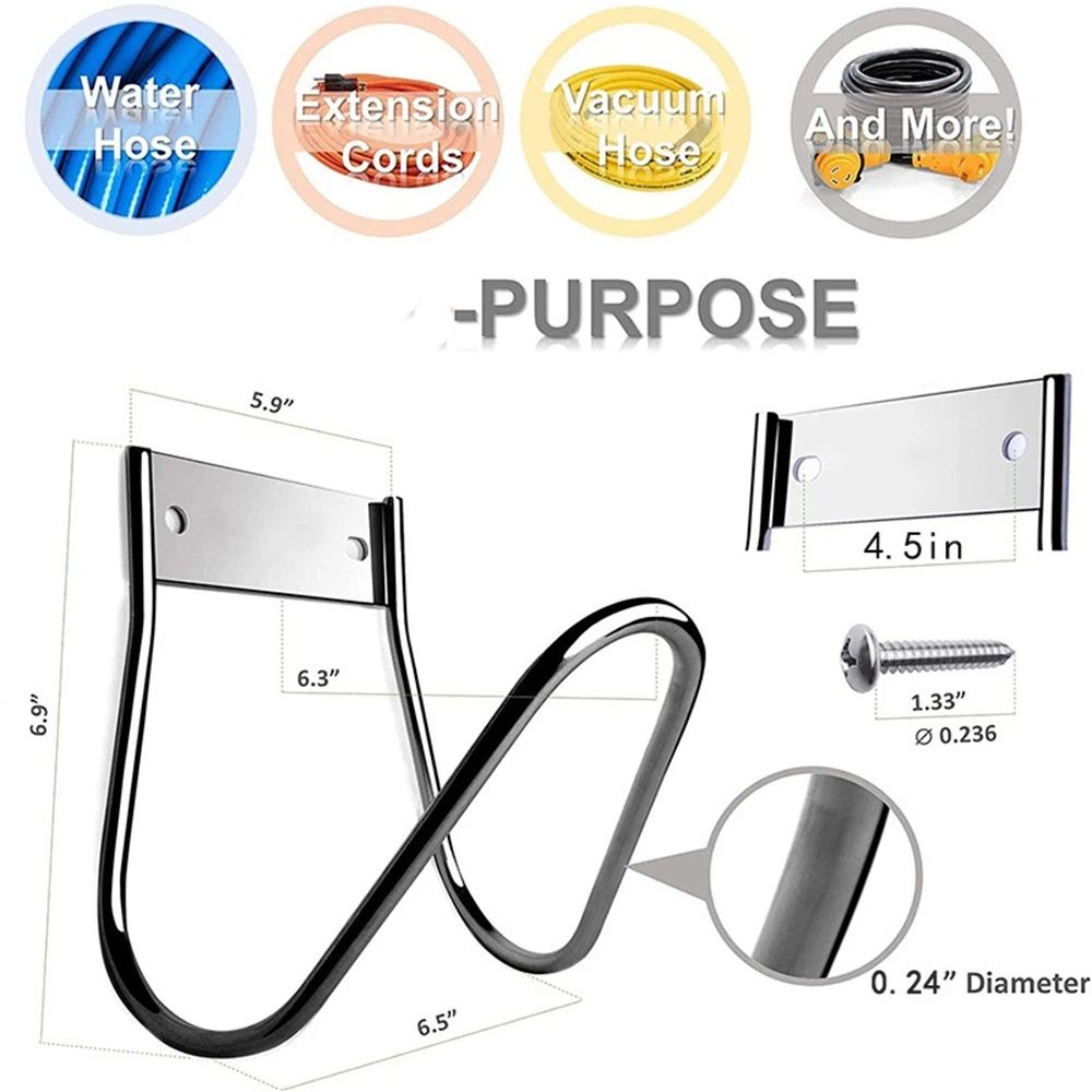 Garden Hose Holder Stainless Steel Small Wall Mount Garden Hose Hook view 3