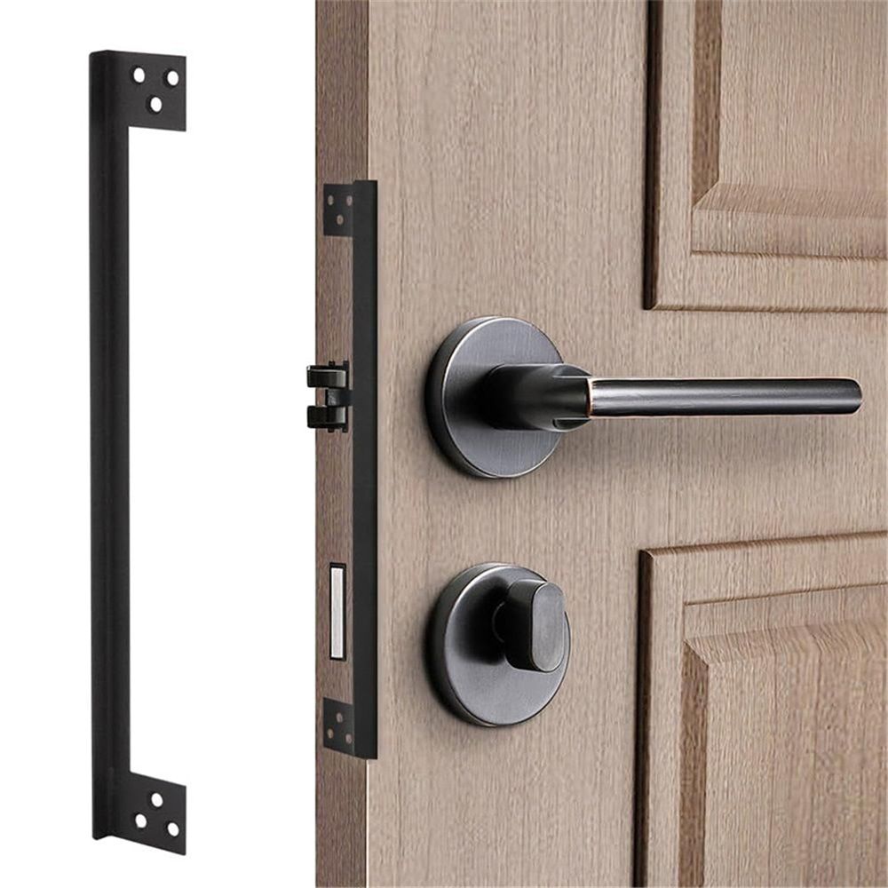 2 Pcs Door Latch Guard Plate 11 Inch Outswing Angle Latch Protector Shield L view 2