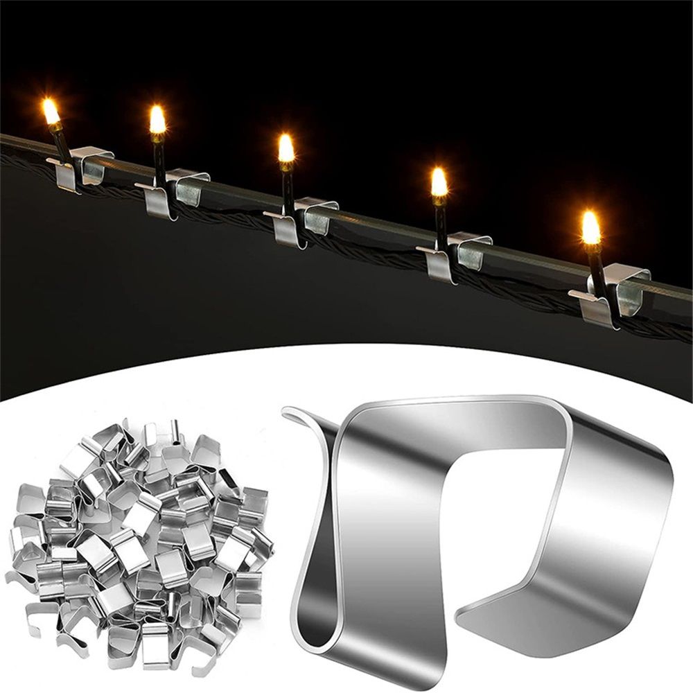 Gutter Clips for Hanging Outdoor Lights: 100 Pcs Metal Christmas Light Clips — image 1